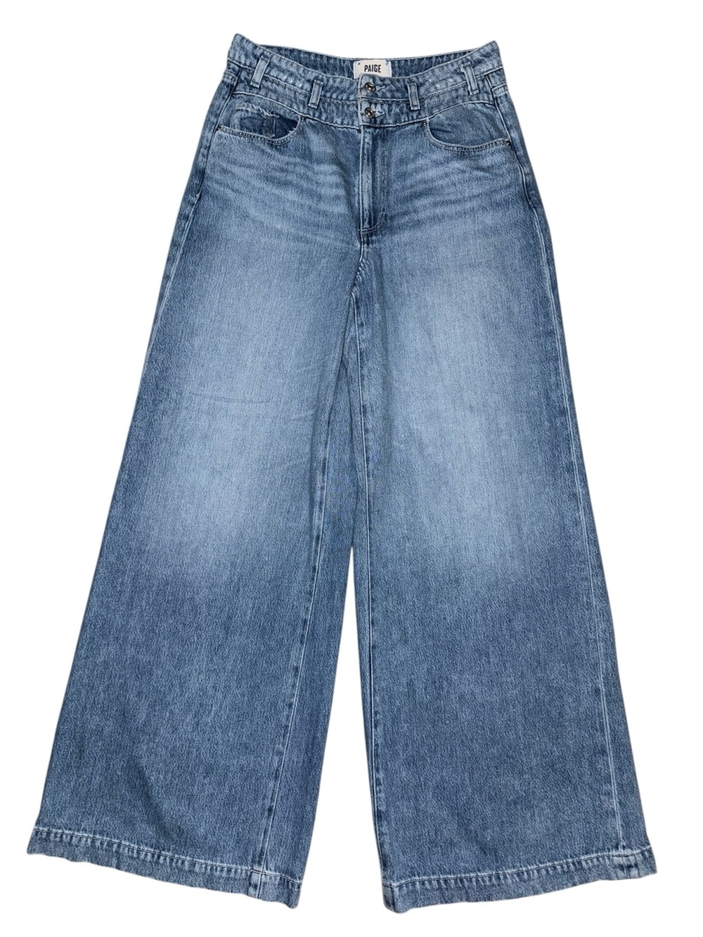 PAIGE Portia Wide Leg Jeans Enzo Distressed High Rise Size 30 EUC